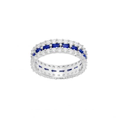 Chimiama Anello Argento Baguette Zaffiro