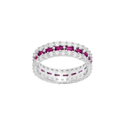 Chimiama Anello Argento Baguette Rubino