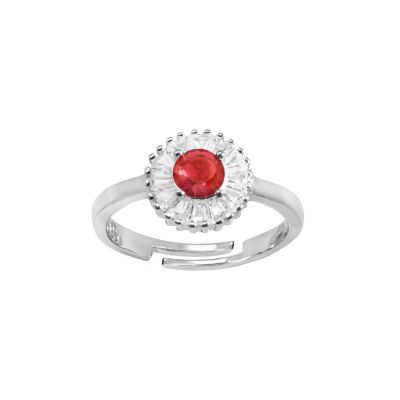 Chimiama Anello Argento Zirconi Bianchi e Rubino