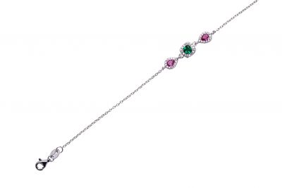 Chimiama Bracciale Argento Cristalli Tormalina e Smeraldo