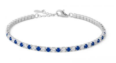 Chimiama Bracciale Tennis Argento Pietre Bianche e  Blu