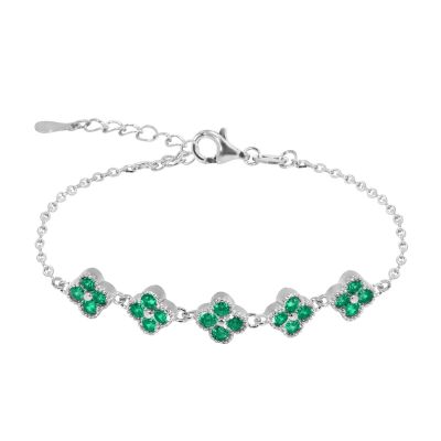 Chimiama Bracciale Argento Cristalli Smeraldo