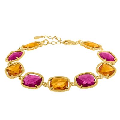 Chimiama Bracciale Argento Gold Cristalli Multicolor