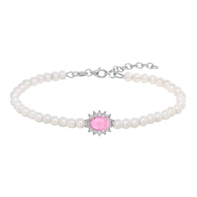 Chimiama Bracciale Argento Perle e Cristallo Kunzite