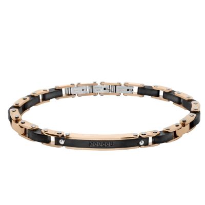 Chimiama Bracciale Acciaio Rosè Legno e Zirconi