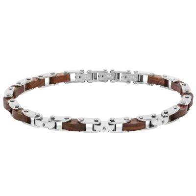 Chimiama Bracciale Acciaio Legno e Zirconi