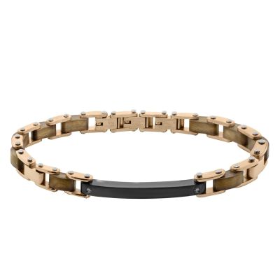 Chimiama Bracciale Acciaio Rosè Nero e Legno