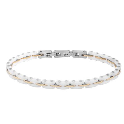 Chimiama Bracciale Acciaio Rosè e Ceramica Bianca