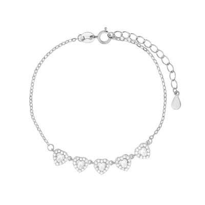 Chimiama Bracciale Argento Cuori Cristalli Bianchi