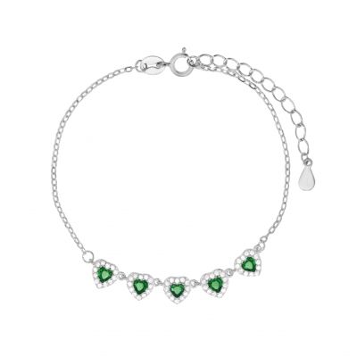 Chimiama Bracciale Argento 5 Cuori Smeraldo