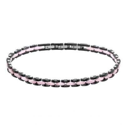 Chimiama Bracciale Acciaio e Ceramica Nera e Rosa