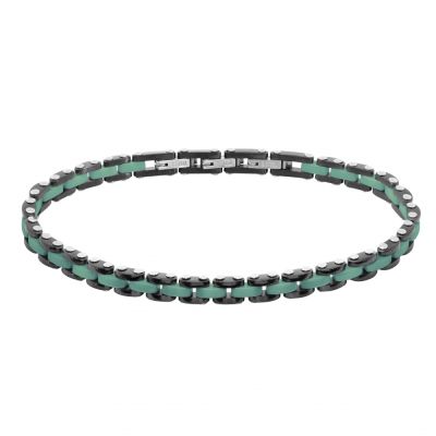 Chimiama Bracciale Acciaio e Ceramica Nera e Verde
