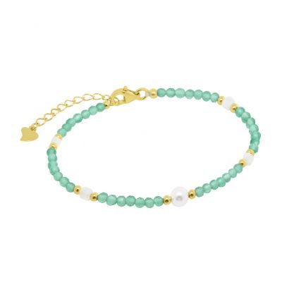 Chimiama Bracciale Argento Dorato e Agata Verde
