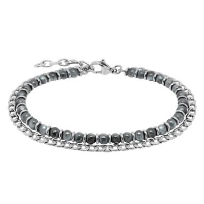 Chimiama Bracciale 2 Fili Acciaio e Labradorite
