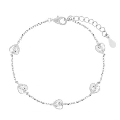 Chimiama Bracciale Argento 5 Cuori Bianchi