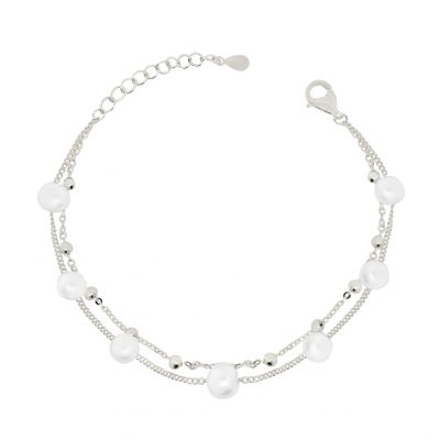 Chimiama Bracciale 2 Fili Argento Con Perle