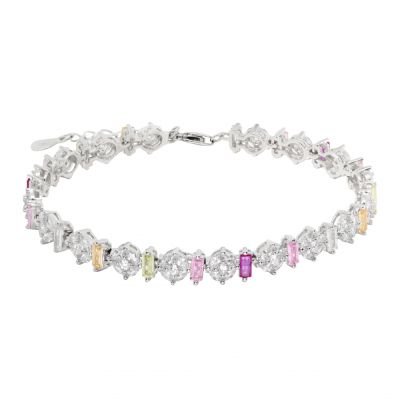 Chimiama Bracciale Zirconi Bianchi Baguette Multicolor