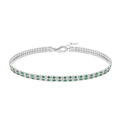 Chimiama Tennis Argento Zirconi Verdi e Bianchi