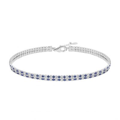 Chimiama Tennis Argento Zirconi Blu e Bianchi