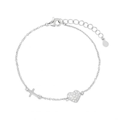 Chimiama Bracciale Argento Croce e Cuore