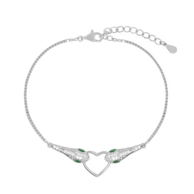Chimiama Bracciale Argento Cuore e Zirconi Smeraldo