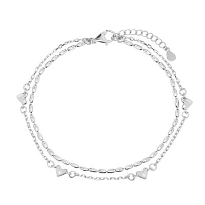 Chimiama Bracciale 2 Fili Argento con Cuori