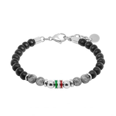 Chimiama Bracciale Acciaio Onice e Diaspro