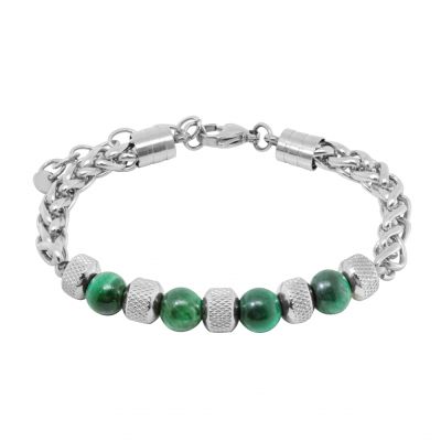 Chimiama Bracciale Acciaio e Occhio di Tigre Verde