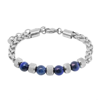 Chimiama Bracciale Acciaio e Occhio di Tigre Blu