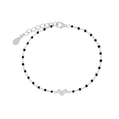 Chimiama Bracciale Argento Cuore e Smalto Nero