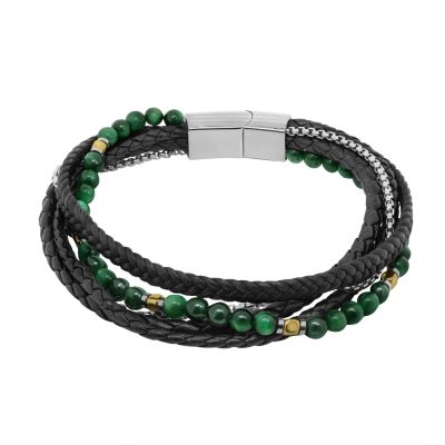 Chimiama Bracciale Acciaio e Pelle con Occhio di Tigre