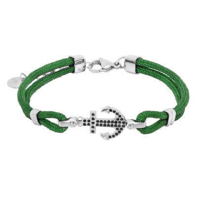Chimiama Bracciale Ancora Acciaio e Nylon Verde
