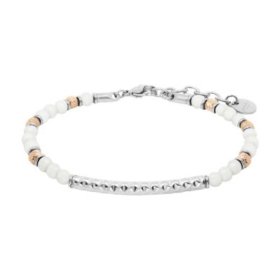 Chimiama Bracciale Acciaio Pvd Rosè e Agata Bianca