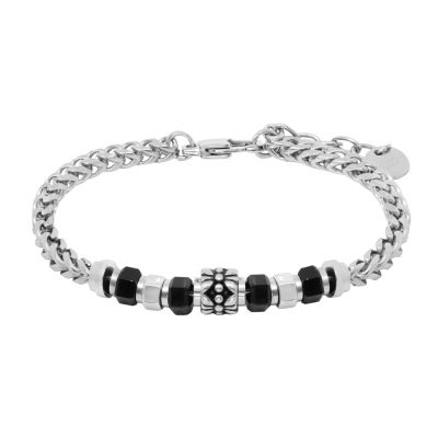 Chimiama Bracciale Acciaio e Agata Nera