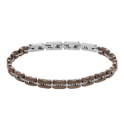 Chimiama Bracciale Acciaio e Ceramica Marrone