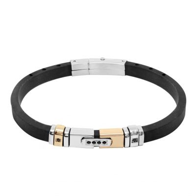 Chimiama Bracciale Acciaio Pvd Rosè e Caucciù