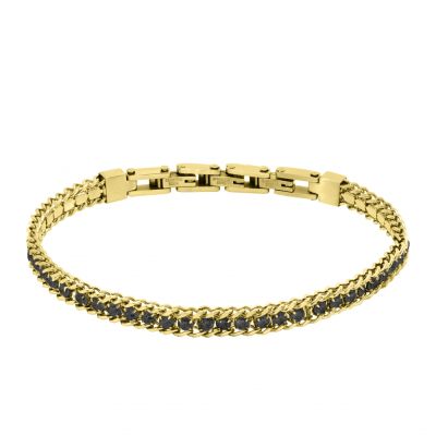 Chimiama Bracciale Acciaio Gold e Zirconi Neri