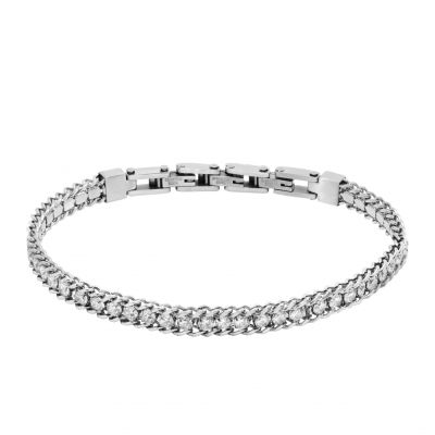 Chimiama Bracciale Acciaio e Zirconi Bianchi