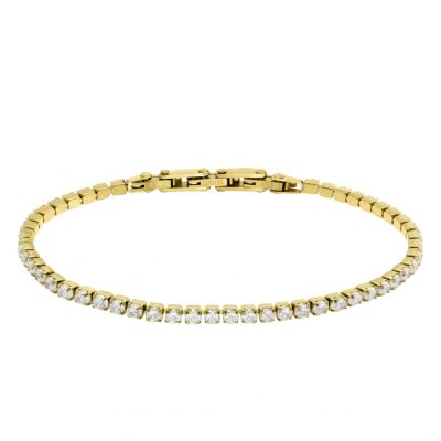 Chimiama Tennis Acciaio Gold Zirconi Bianchi