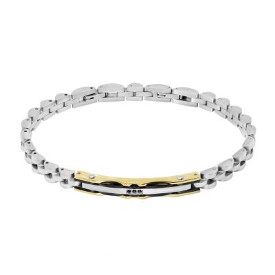 Chimiama Bracciale Acciaio Piastra con Zirconi
