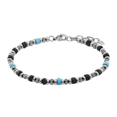 Chimiama Bracciale Acciaio Turchese e Lava
