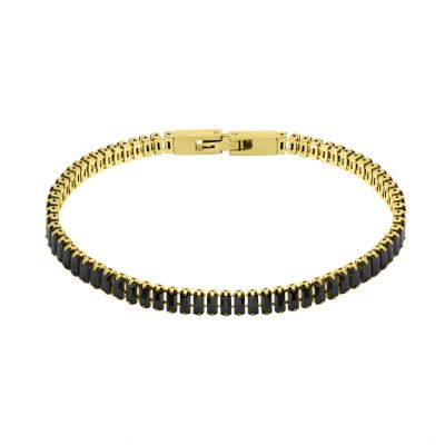 Chimiama Bracciale Acciaio Gold Zirconi Neri