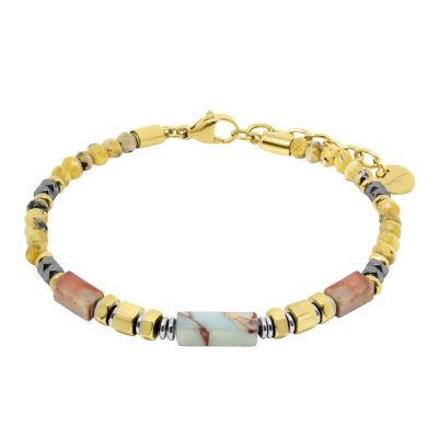 Chimiama Bracciale Acciaio Gold e Agata
