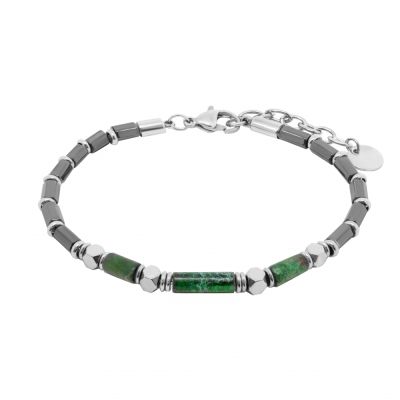 Chimiama Bracciale Acciaio e Agata Verde