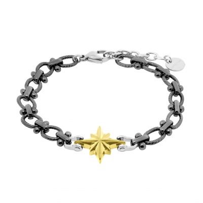 Chimiama Bracciale Acciaio pvd Nero e Rosa Dei Venti