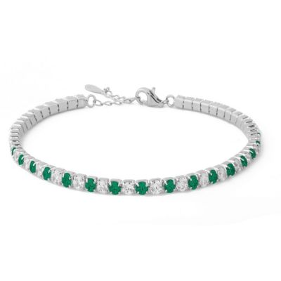 Chimiama Tennis Acciaio Zirconi Verdi e Bianchi 3 mm