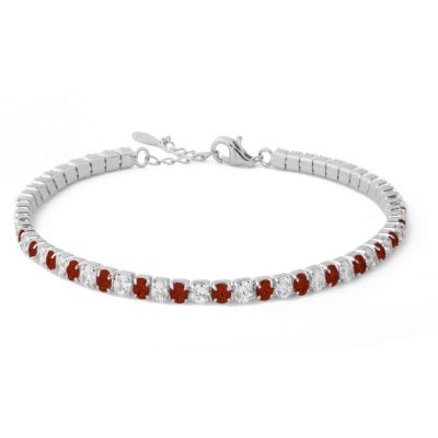 Chimiama Tennis Acciaio Zirconi Rubino e Bianchi 3 mm
