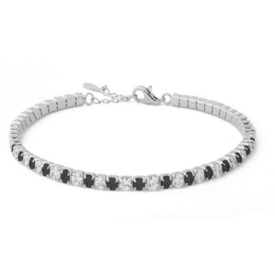 Chimiama Tennis Acciaio Zirconi Neri e Bianchi 3 mm