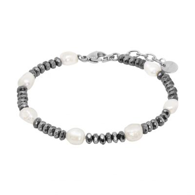 Chimiama Bracciale Elementi Acciaio e Perle