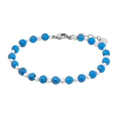 Chimiama Bracciale Acciaio Perle e Turchese